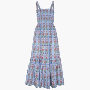 Hill House Home The Anjuli Nap Dress - Blue Floral Block Stripe Size MBlue Flora